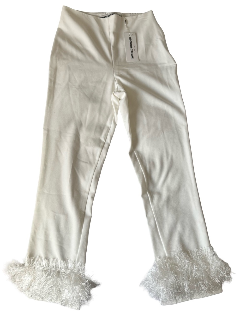 NWT Twisted Wunder Straight Leg Trousers with Faux Feather Hem